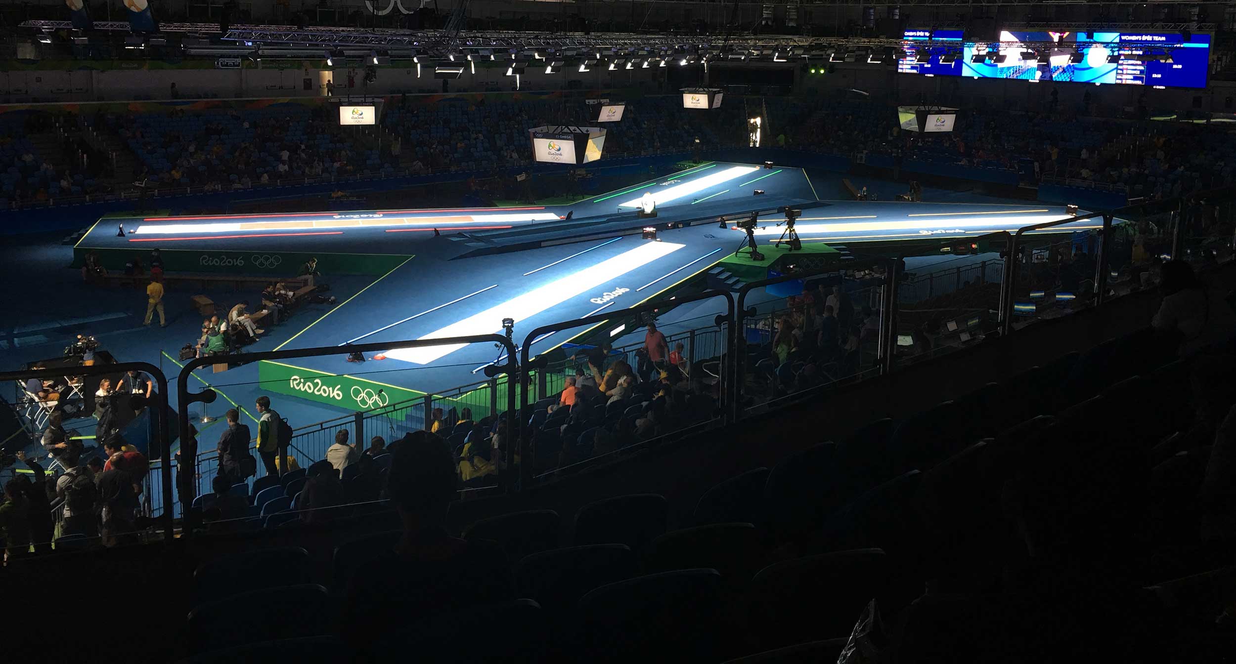 inside the fencing arena in the Olympic Park in Rio de Janeiro, Brazil